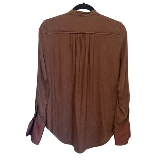 Free People XS Pebble Crepe Free Bird Top Terra Cotta Flowy Tunic Oversized - Picture 2 of 10